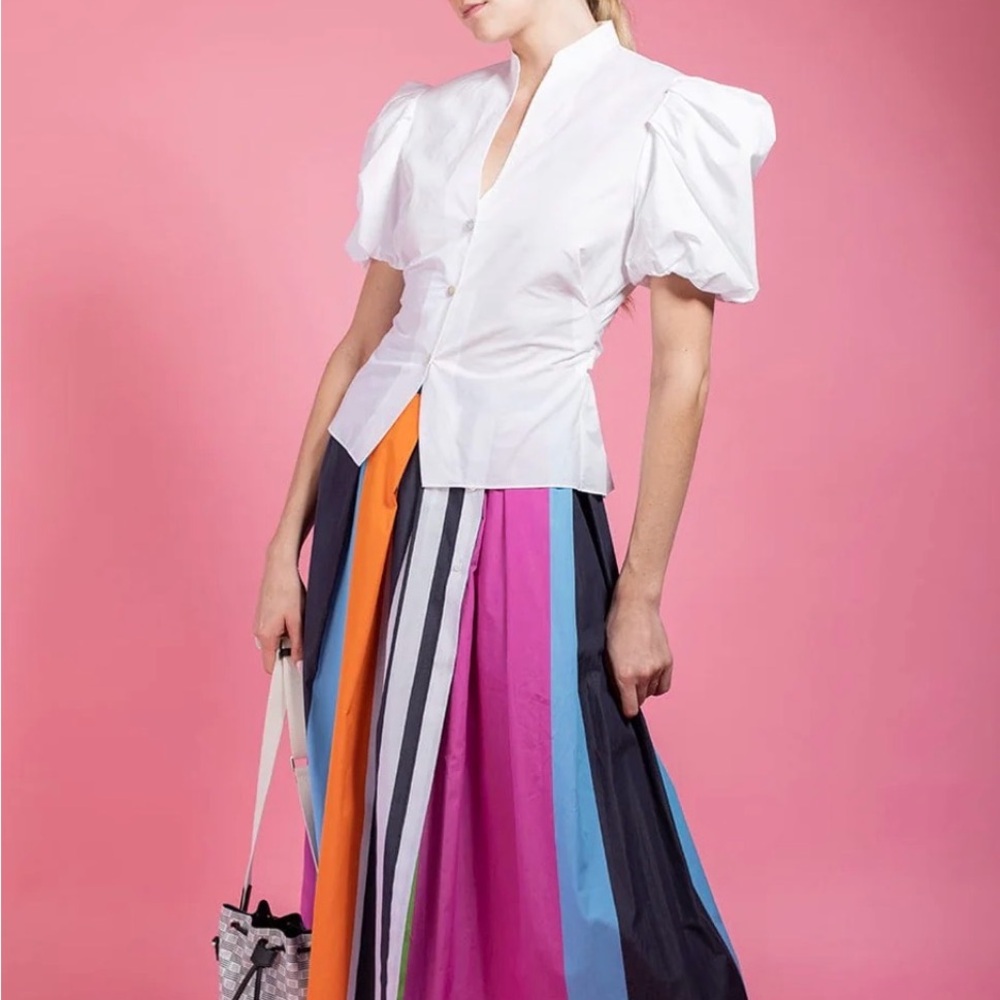 Vince White Blouse with Puff Sleeves